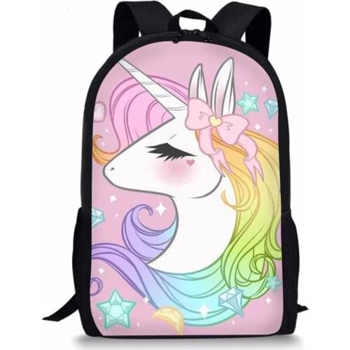 HALYUNASC Childrens' School Backpack Colorful Unicorn Pattern Students School Bag Cartoon Design Teenagers Book-Bags Mochila
