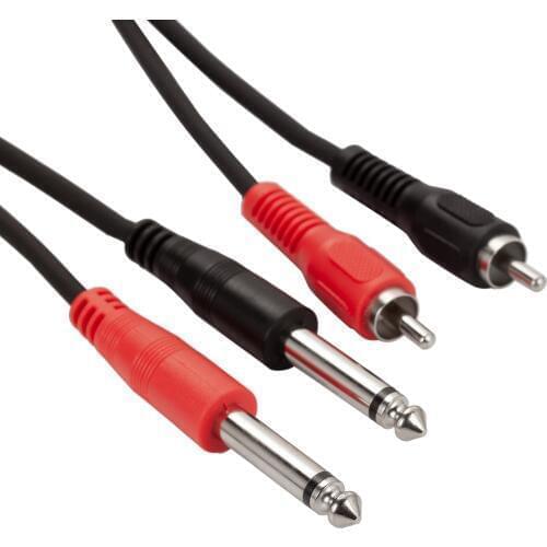 Dual 6.35 TS to 2rca Cable, 6.35mm Dual 1/4 inch TS Mono Male to 2 RCA Male TSR RCA Audio Convertor Adapter Cable