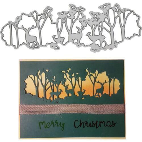 Forest Deer Background Metal Cutting Dies Decorative Scrapbooking Steel Craft Die Cut Embossing Paper Cards Stencils