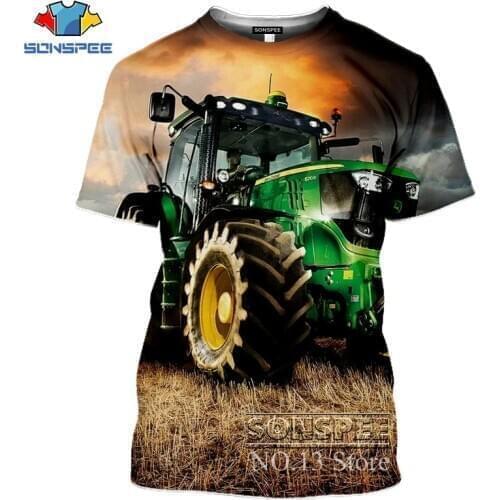 SONSPEE Agricultural tractor Harajuku Men Women unisex 3D Clothing T-Shirt Sweatshirt O-neck New Streetwear tshirt Plus Size 7XL