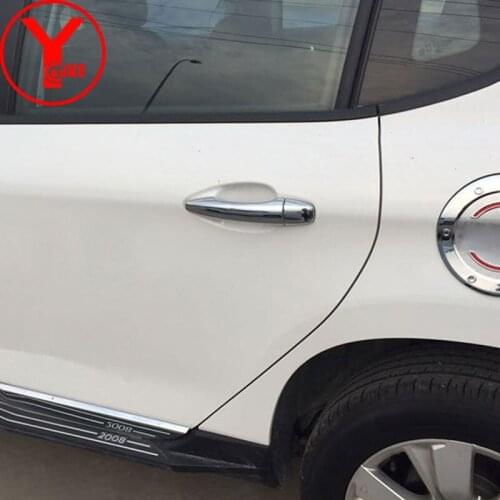 Chrome Door Handle Cover ABS Door Handle Bowl Cover Hand Protector Trim For peugeot 2008 1.6T 2013 2014 2015 2016 2017 YCSUNZ