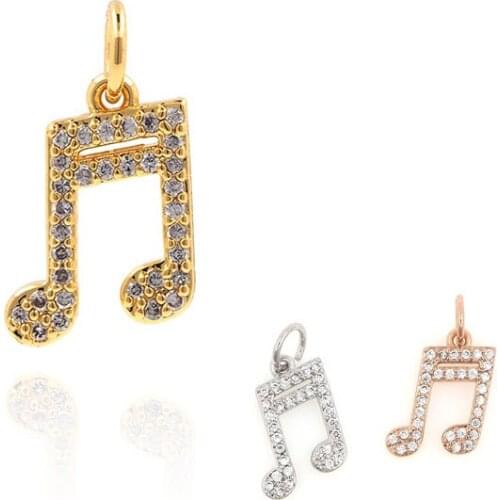 CZ Exquisite Musical Note Pendant, Minimalist Charm Necklace, Clavicle Pendant, Fashion Jewelry Gift 16x9.5x1.9mm