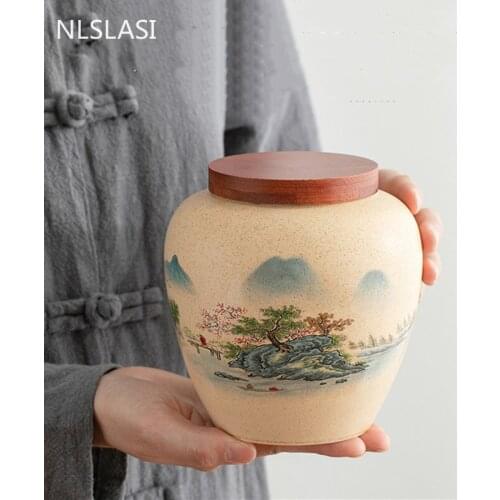 Purple sand tea pot flower cloth cover small portable travel storage sealed canned Pu'er tea small tea storage tank