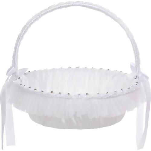Flower Basket Hand-Held Beautiful Romantic Portable Delicate Wedding Flower Basket Storage Basket Party Supply