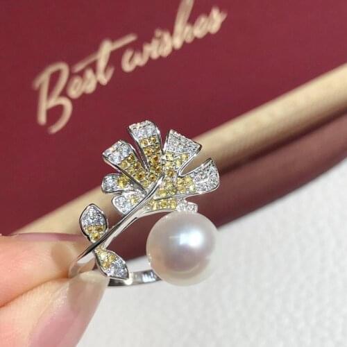 Gorgeous Flower 925 Sterling Silver Adjustable Ring Settings Findings Mountings Parts for Pearl Corals Jade Crystal, 5pcs/lot