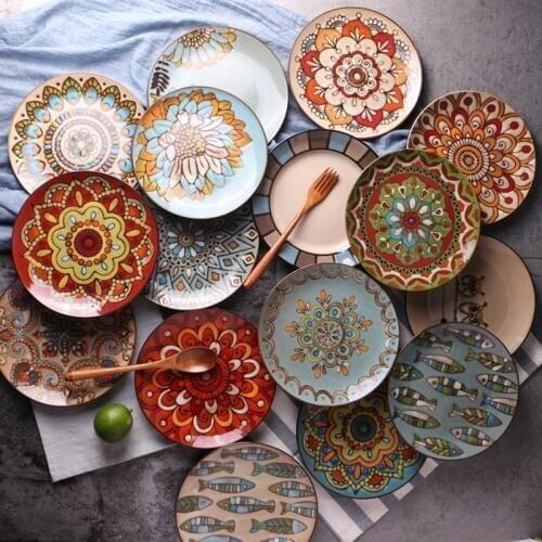 Creative personality hand-painted ceramic plate West food plates dishes