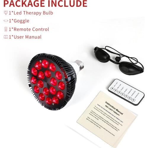 54W LED Red Infrared Therapy Light Bulb Back Shoulder Pain Relief Lamp Physiotherapy Massage Health Skin Care Beauty AC100-240V