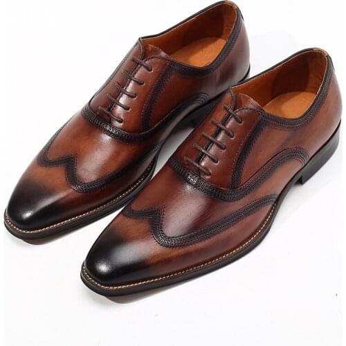 Men Leather Shoes Men Business Dress Classic Style Lace Up Pointed Toe Shoes For Men Oxford Shoes