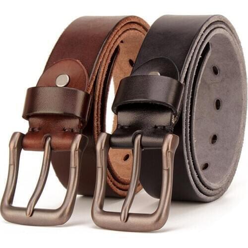 Mens Leather Jeans Belt with Stitch Design and Prong Buckle Fashion Leather Belts For Men
