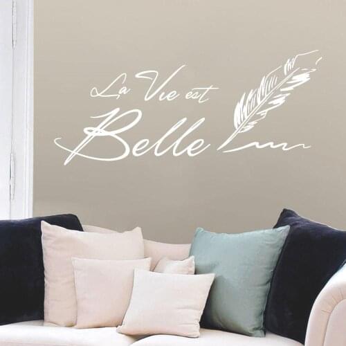 French Quote Beauty Art Wall Stickers La Vie Belle Decal Vinyl Sticker For Baby Rooms Wall Decals Decor Wall Sticker Mural cx400
