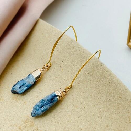 New Earrings for Women Fashion Natural Stone Earrings Ladies Vintage Geometric Irregular Pendant Earrings Fashion Jewelry 2021