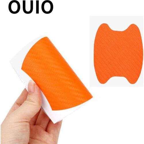 OUIO 1Set Car Door Handle Carbon Fiber Stickers Scratchproof Auto For Hyundai Solaris I30 creta IX25 Suzuki Swift SX4 Lada Vesta