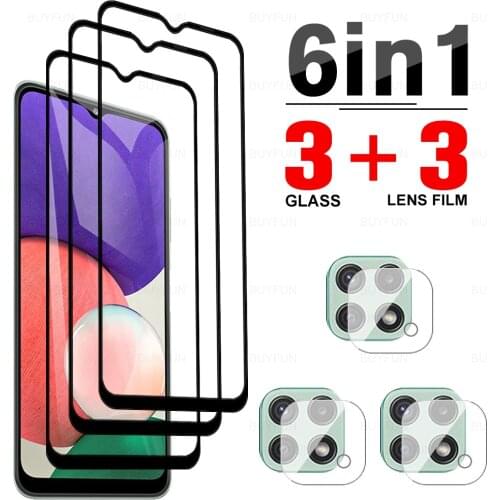 6in1 Camera Film For Samsung Galaxy A22 5G Full Cover Tempered Glass samsun A22 A32 A42 A52 A72 4G 5G Screen 9H Protective Glass