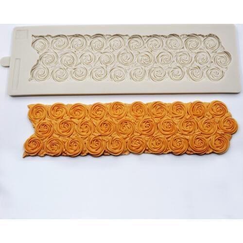 Silicone Rose Flowers Shape Fondant Cake Border Decoration Mold Chocolate Sugar Handmade Soap Mold