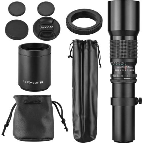 Andoer 500mm/ 1000mm f/8 High Power Camera Telephoto Lens Manual Focus for Nikon D40 D40X D60 D90 D100 D200 D300 D500 D600 D610