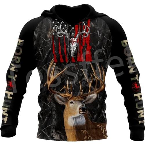 Tessffel 3DPrint Camo Deer Hunting Tattoo Animal Hunter Men/Women NewFashion Jacket Zip Funny Hoodies Long Sleeve Streetwear S2