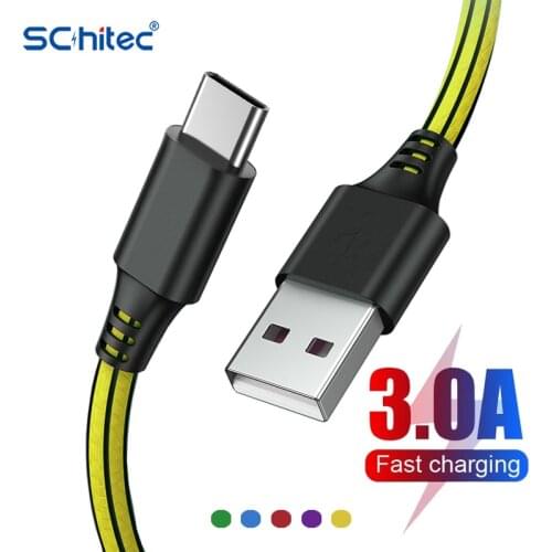 Schitec USB Type C Cable For Samsung S20 S21 Xiaomi POCO Fast Charging Wire Cord USB-C Charger Mobile Phone USBC Type-C Cable