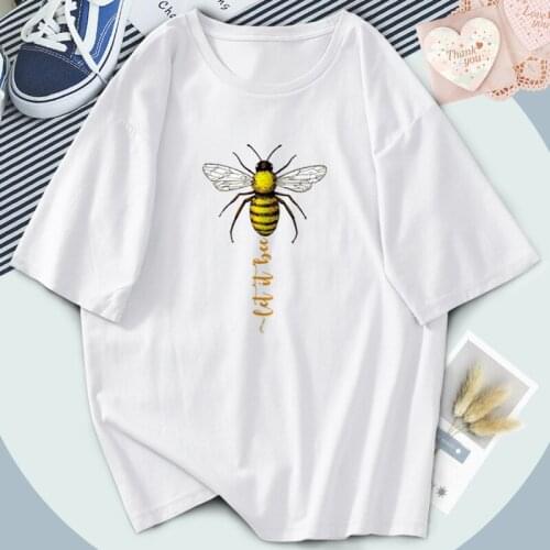 Harajuku Cute Bee Animal Womens T-shirts Fashion O-Neck 2021 Retro Tshirts Hip Hop Black Tees Funny Clothing Tops Poleras Female