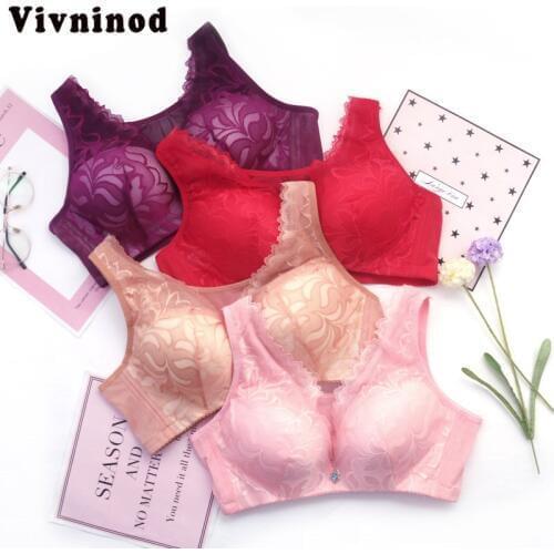 Push Up Plus Size Lace Bra 95 100BCD Size Vest Style Wide Strap Sexy Bra Large Size Thin Cup No Rims Full Coverage Bra for Women