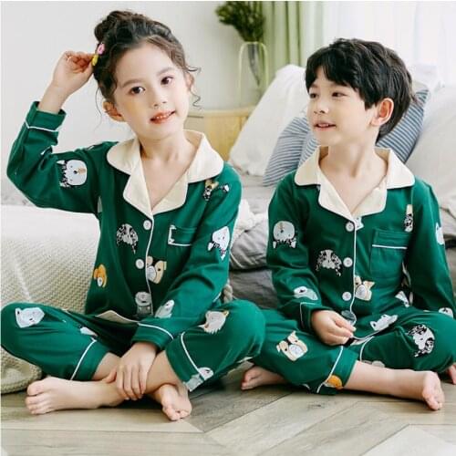 2020 Baby clothes Boys & girls Cartoon Sleepwear Suit Set Children Autumn Pajamas clothing Set kids long-sleeved+pant 2-piece