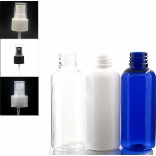 50ml empty blue/white/clear plastic pet bottle with white/black/transparent fine mist ,sprayer spray bottle X5