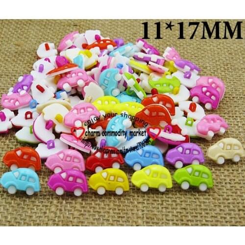 50PCS Car Shape Colors Dyed Plastic Cartoons Buttons Coat Boots Sewing Clothes Accessories P-078