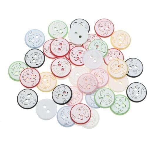50Pcs Mixed Resin Elephant Sewing Buttons For Cloth Flatback Cabochon Scrapbooking Crafts Knopf Bouton Decor Diy Accessories