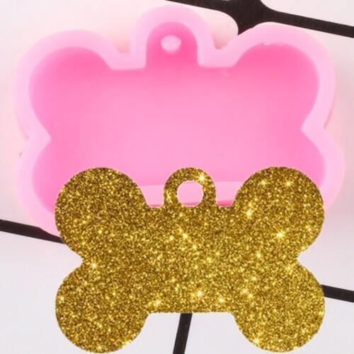Shiny Dog Bone Shape keychains Silicone Mold Key Chain Pendant Polymer Clay DIY Jewelry Making Glitter Epoxy Resin Moulds