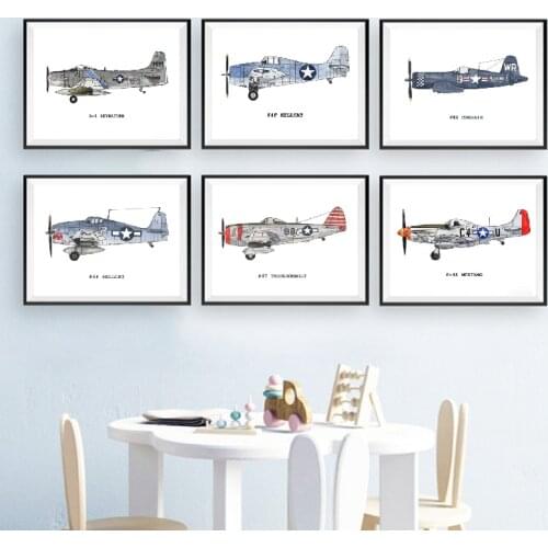 Nursery Decoration Vintage Airplane Posters And Prints Airplane Kids Room Wall Art Canvas Painting Pictures Decor