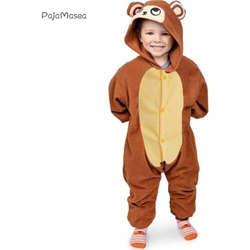 Brown monkey Kigurumi Animal Onesie For Children Halloween Costume Girls Onesie Cartoon Pajamas Funny Novetly One-Piece Overalls