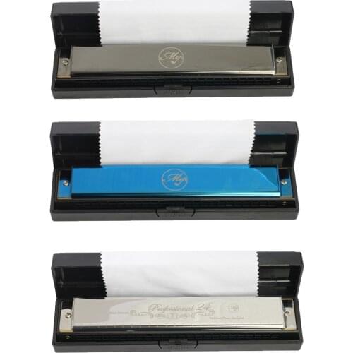 24 Holes C Key Harmonica Mouth Organ with Clean Cloth Gift for Professional Player Beginner Students Kids Music Fan