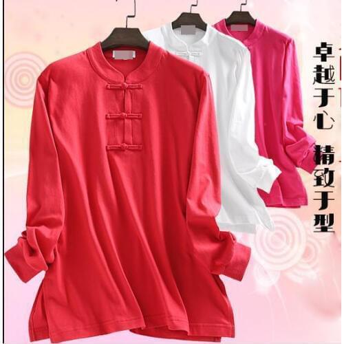 High quality cotton kung fu wushu t-shirts martial arts qigong uniforms tai chi taijiquan suits yellow/rose
