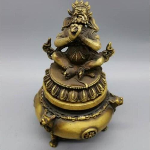 China brass King Kong Buddha lid incense burner