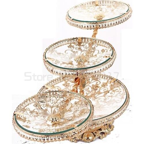 Coffee Table Creative Fruit Plate Light Luxury Tempered Glass Multi-Layer European-Style Fruit Plate Decoration