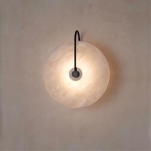 Indoor LED retro marble wall lamp decoration wall lamp home lighting living room bedroom lamp round / AC220V warm light
