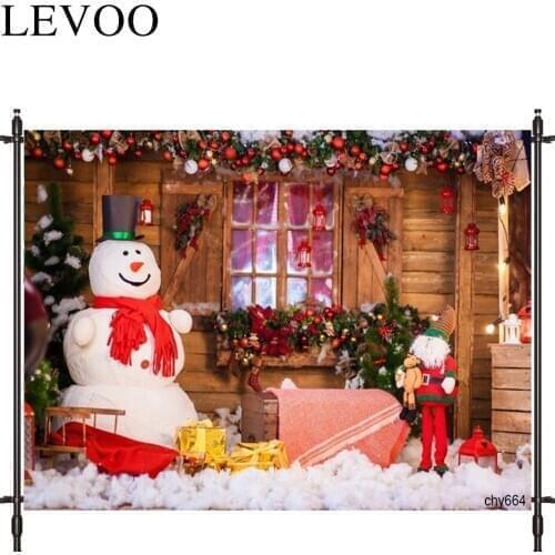 LEVOO Photography Backdrop Snowman Christmas Child Pine Party Backdrop Photocall Photobooth Studio Shoot Fabric