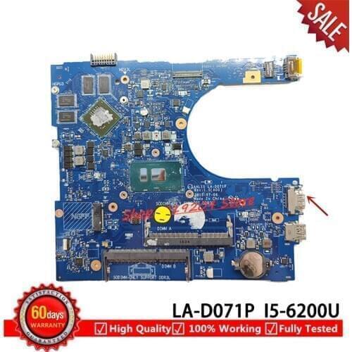 FOR Dell 5559 5459 5759 Laptop motherboard SR2EY I5-6200U CN-0T66WJ 0T66WJ T66WJ AAL15 LA-D071P Mainboard test 100