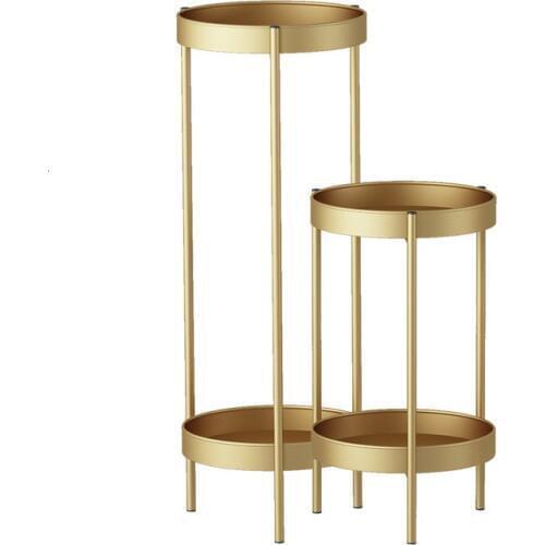 Nordic metal plant stand for living room brief floor luxury 2 layers flower metal garden decors flower stand indoor plant stand