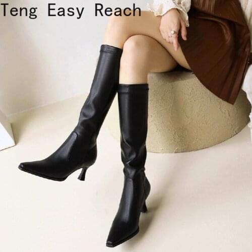 Fashion Knee High Boots Women Shoes 2021 Autumn Winter Womens High Boots Black Long Party Shoes Ladies Large Size 40 41 42 43