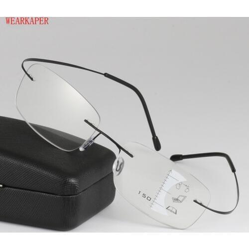 WEARKAPER No Screw Titanium Alloy Smart zoom Progressive Reading Glasses Men Women Presbyopia Hyperopia Multifocal Glasse