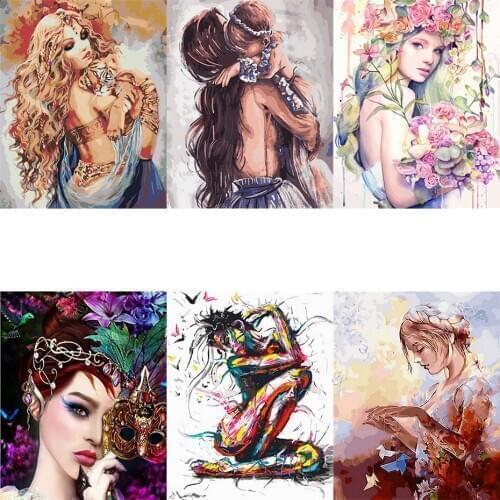 Hot Sale Paint By Number Girl Drawing On Canvas Gift DIY Pictures By Numbers Flower Kits Hand Painted Painting Art Home Decor