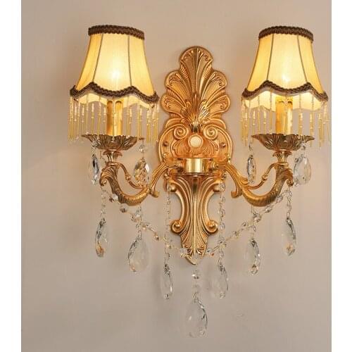 European style zinc alloy wall lamp dining room living room Golden Crystal wall lamp villa hotel corridor decorative wall lamp