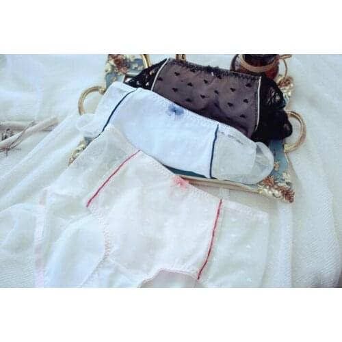 100% Real M L XL Dots Mesh Lace Lolita Kawaii Princes Menstrual Sanitary Period Leak proof tampon High Rise Panties Underwear