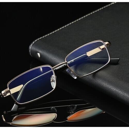 Elbru Metal Frame Reading Glasses Men Anti Blue Rays Presbyopia Eyeglasses Computer Goggle Unisex Eyewear +1.0 +2.0 to +4.0