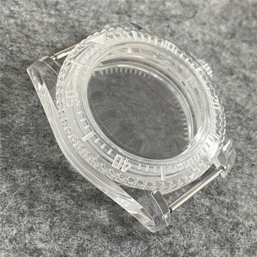 Watch Case 40mm SUB Plastic Transparent Watch Case Kits for NH35/NH36 Watch Movement Repair Part