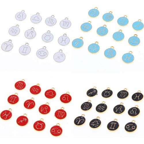 12pcs/lot 12*15mm 12 Constellation Charms Double Face Enamel Charms Charms pendants jewelry making Handmade craft ccessories