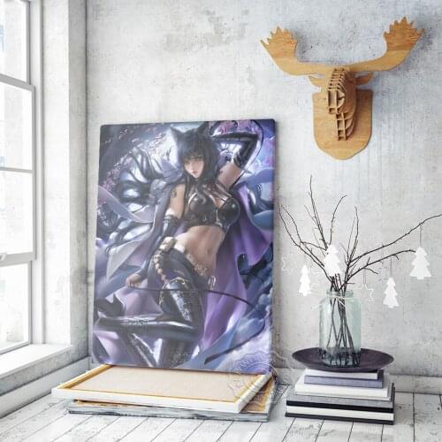 Sexy Leather Cat Ears Girl Poster Wall Art Pictur Cute Anime Girl Picture Poster Gift Canvas Painting Living Room Home Decor