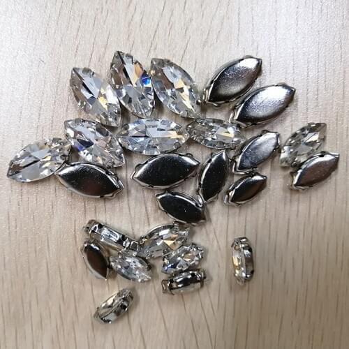 Marquise Rhinestones Clear Crystal And Stone With Claw Setting Sewing For Clothes Wedding Decoration Garment Shoes Bags 7 Sizes