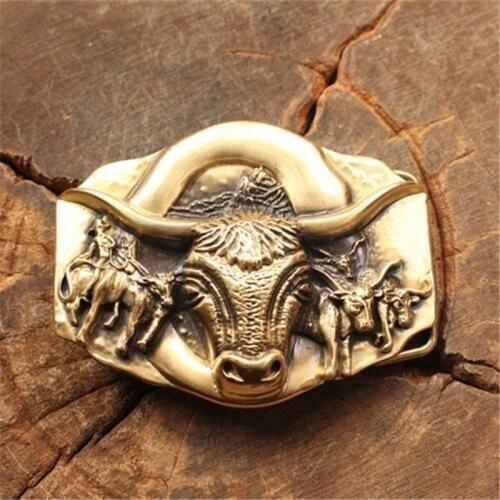 Solid Brass Bull Belt Buckle Men Belt Diy Accessories Brand Designer Belt Buckles Male Strap Belts Luxury Buckles BK0039