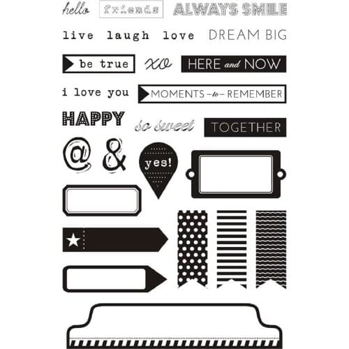 Daily Words Stamps Clear Silicone Rubber Stamps For Scrapbooking Label Frame Stamps